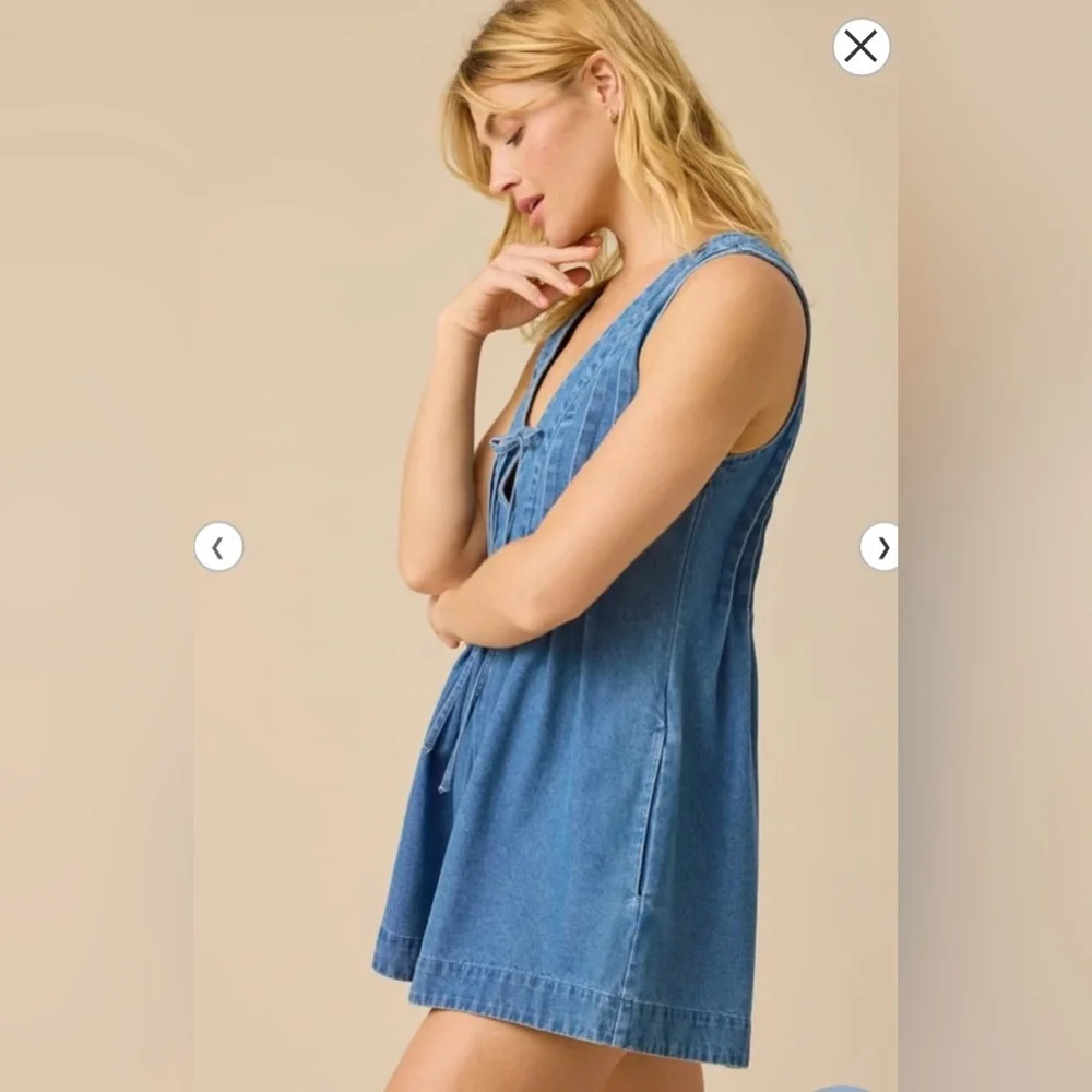 Altar'd State Evie Denim Romper- NWOT - Picture 2 of 7